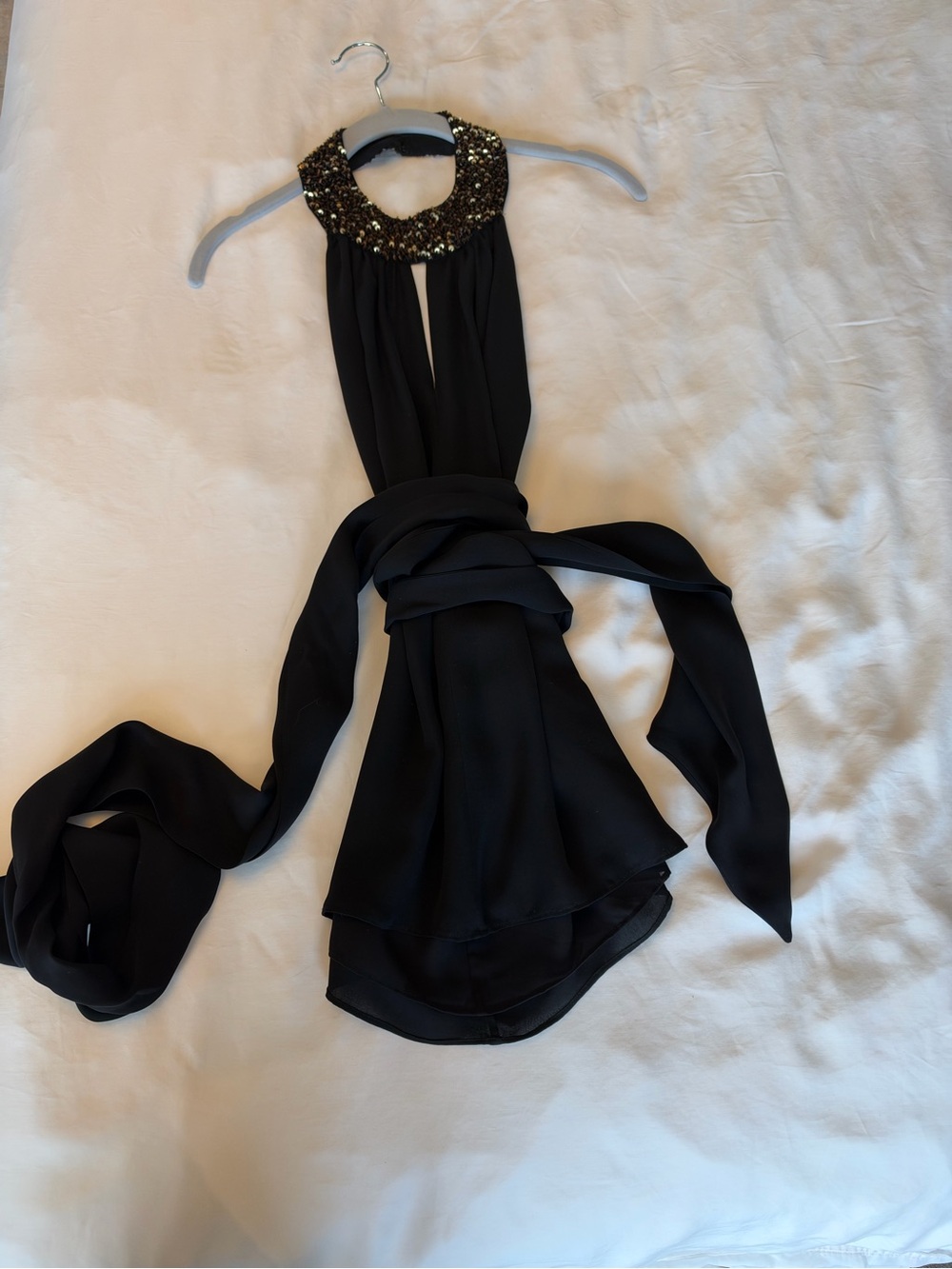 Rachel Zoe Black Beaded Halter Scarf Top - Women's Accessory